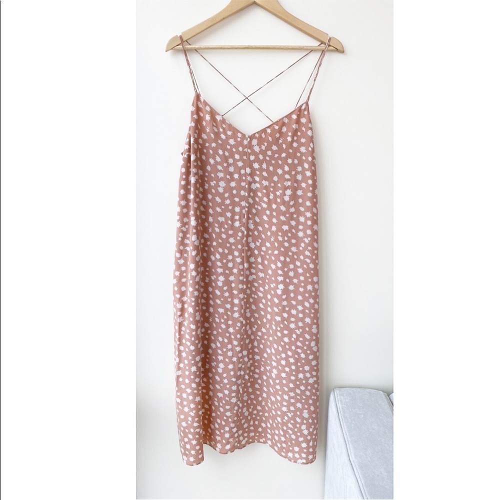 Madewell Pink Silk Cami Slip Midi Dress Star Print